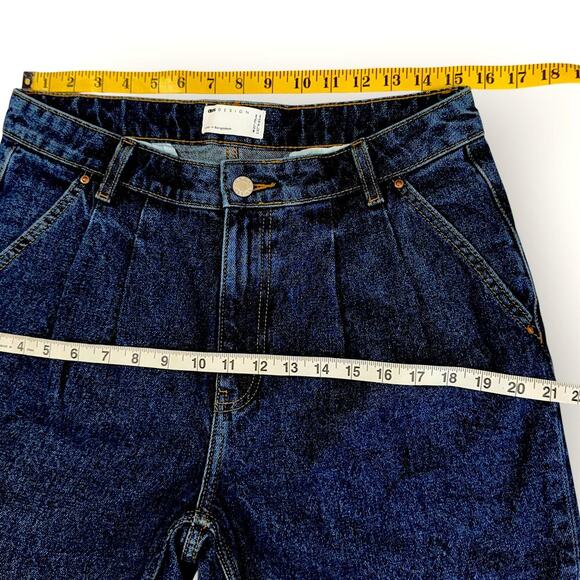 ASOS Design Double Pleats Tapered Leg Dark Blue Washed Jeans Men Size W31 - Picture 10 of 13